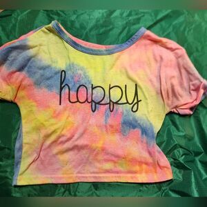 Womens Tie-Dye 'Happy' Crop Top Shirt
